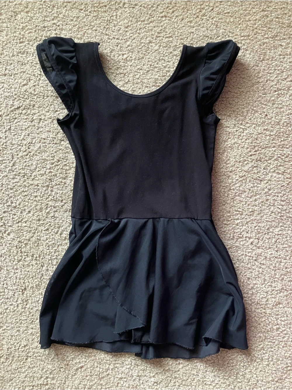Girls' Black Ruffle Sleeve Dance Leotard